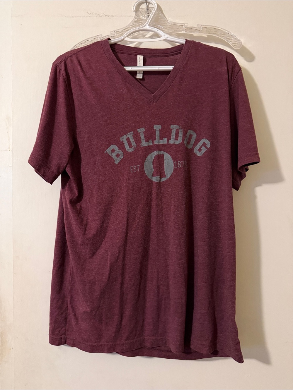 Bella Canvas Maroon V-Neck 'BULLDOG' Graphic Tee